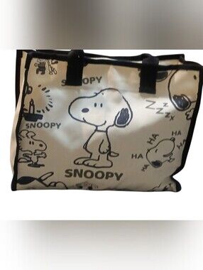 Peanuts ECO Friendly, Snoopy Large Tote Bag Snoopy/Woodstock Goofing Off, Zipper